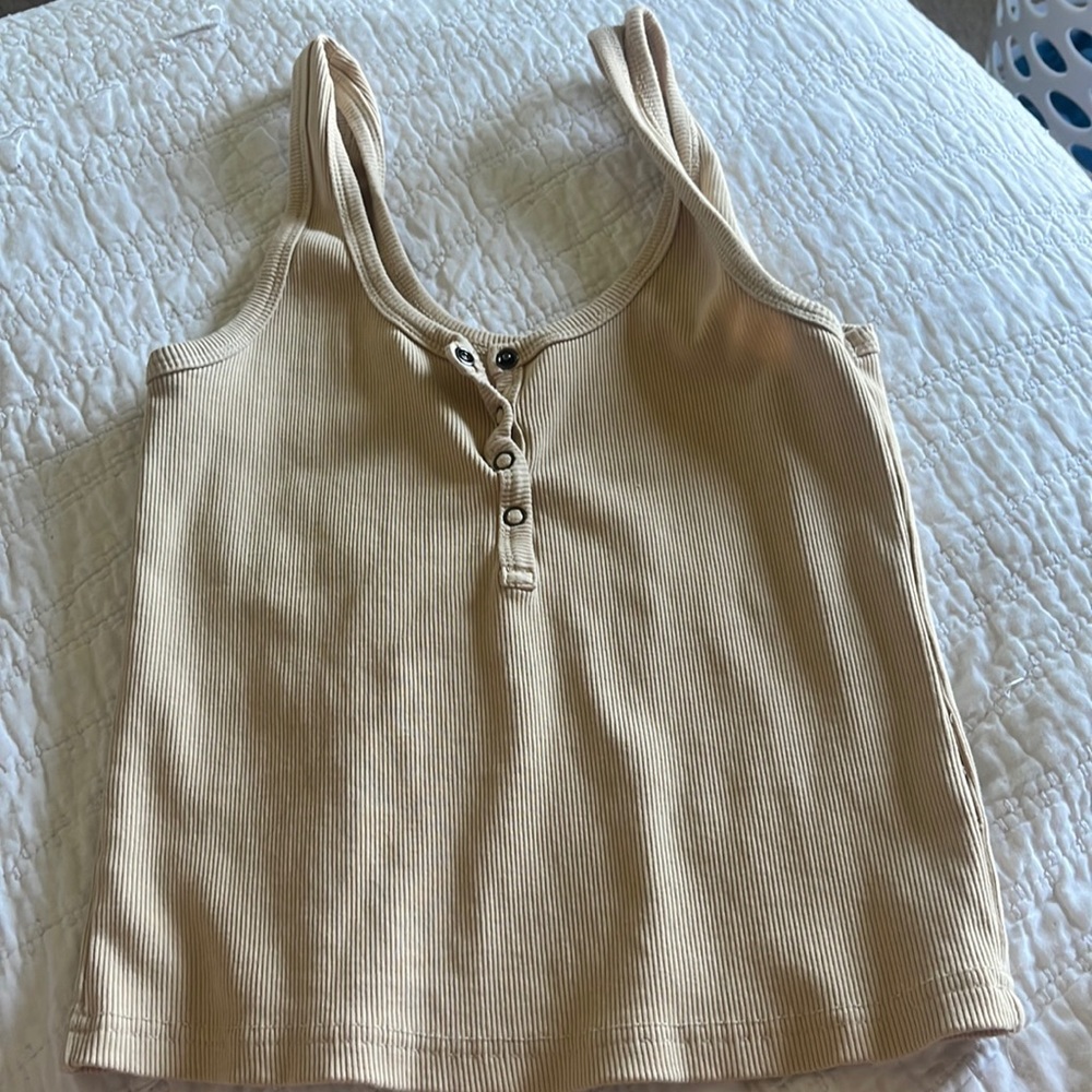 Ribbed Henley style tank top